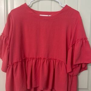 Altar'd State Vibrant Pink Ruffled Blouse